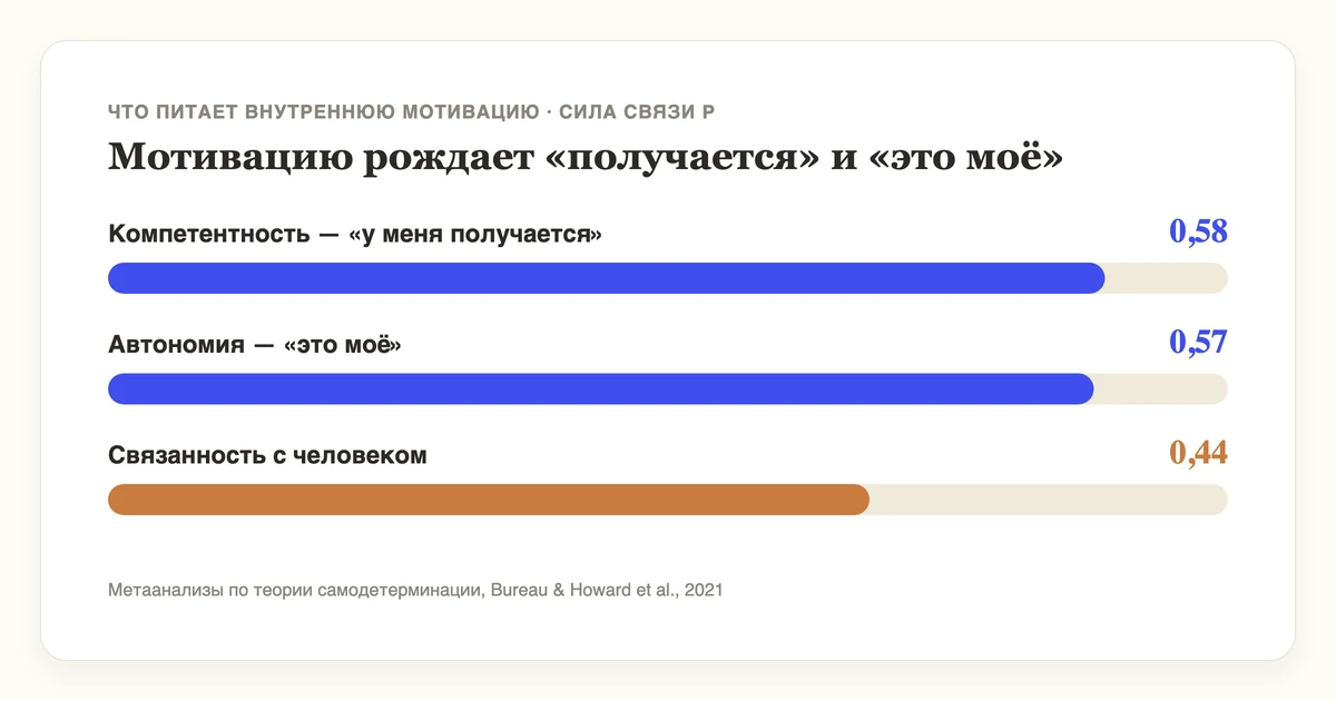 Мотивацию даёт не похвала за оценку, а чувство «у меня получается» — данные исследований